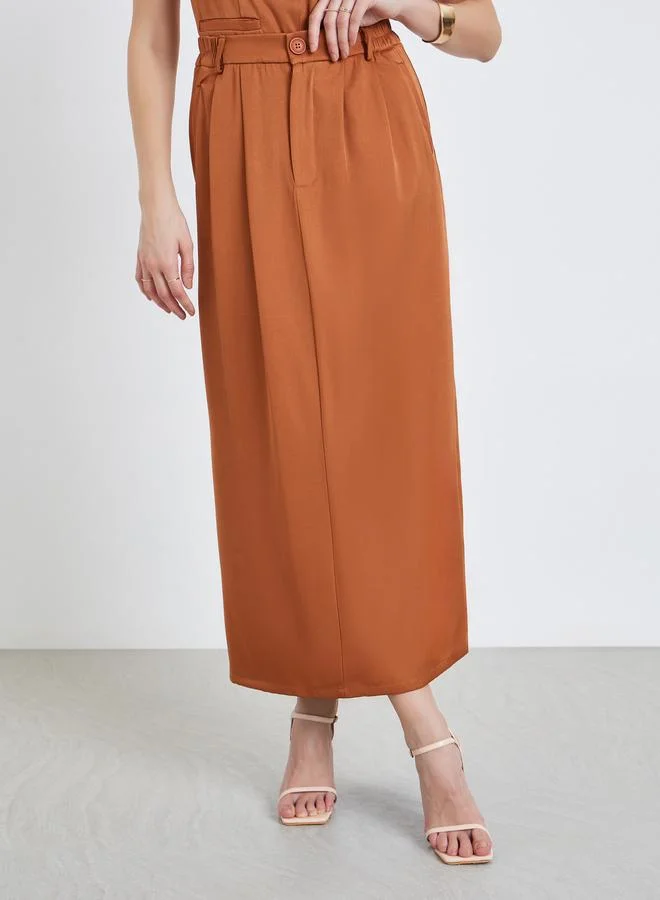 Women Rust Straight Fit Maxi Skirt